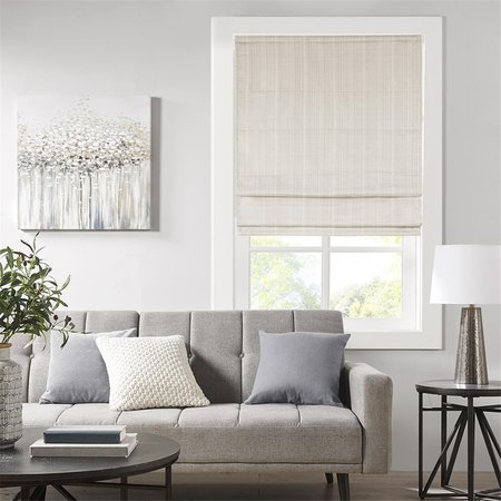 MADISON PARK Ivory 100 Percent Polyester Basketweave Room Darkening Roman Shade MP40-6547